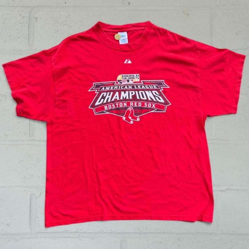 Vintage 2007 Boston Red Sox AL Champions Roster Tee XL Red Majestic Delta